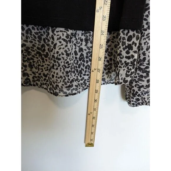 Bailey 44 Shirt Womens Large Black Wool Blend Long Sleeve Animal Print Tunic Top - Picture 11 of 11